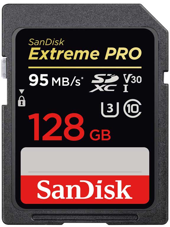 SanDisk SDXC Extreme Pro 128 Gt (95 Mt/s, V30) muistikortti
