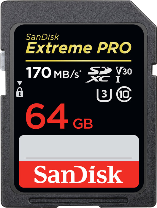 SanDisk SDXC Extreme Pro 64Gt 170 Mt/s v30 muistikortti