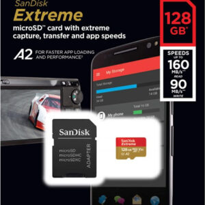 SanDisk MicroSDXC Extreme 128 Gt UHS-I 160 Mt/s muistikortti